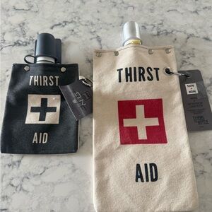 Thirst Aid Canvas Water Bottle Pouch - Natural and Black